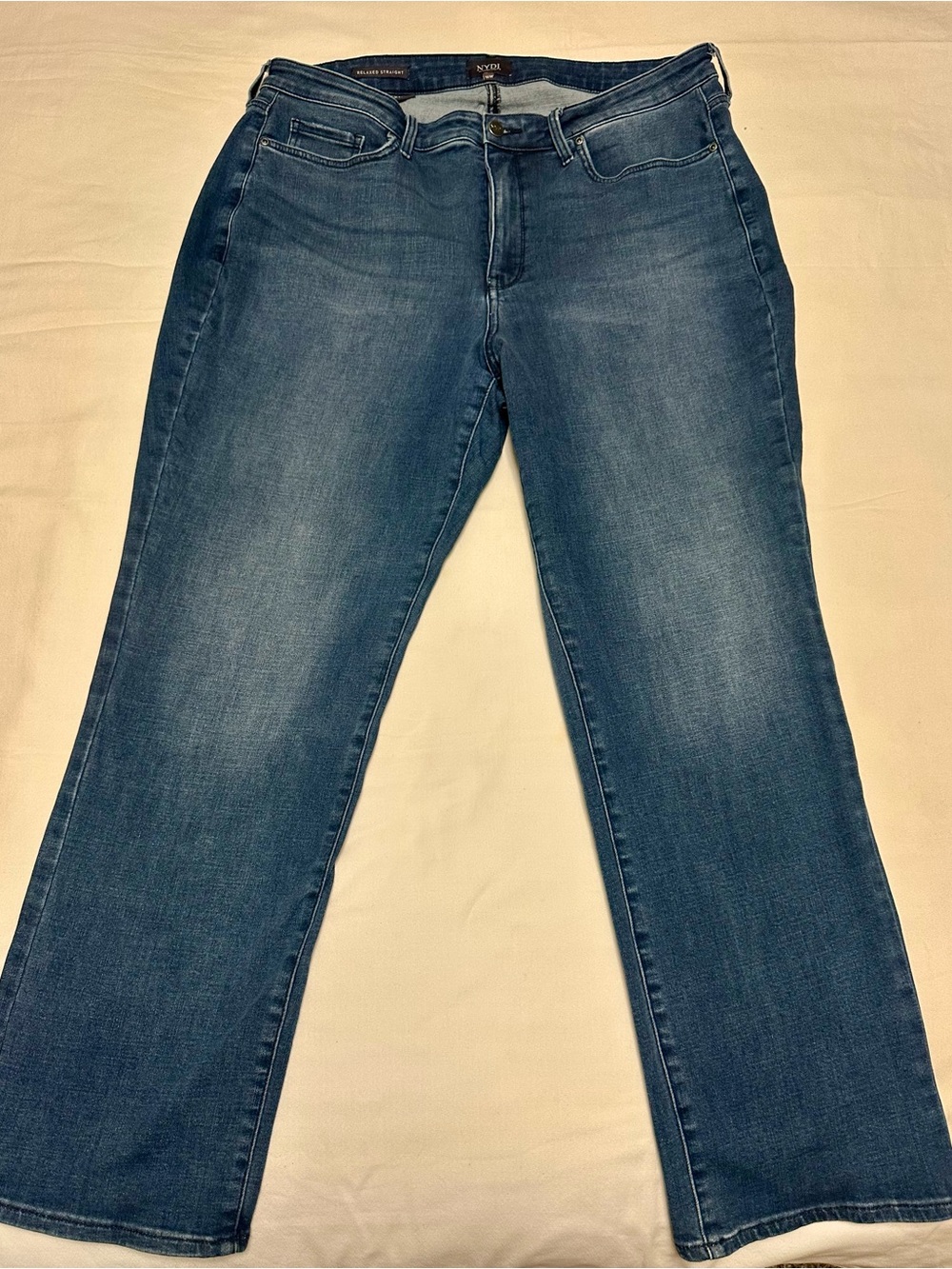 NYDJ Women's Blue Relaxed Straight-Leg Jeans